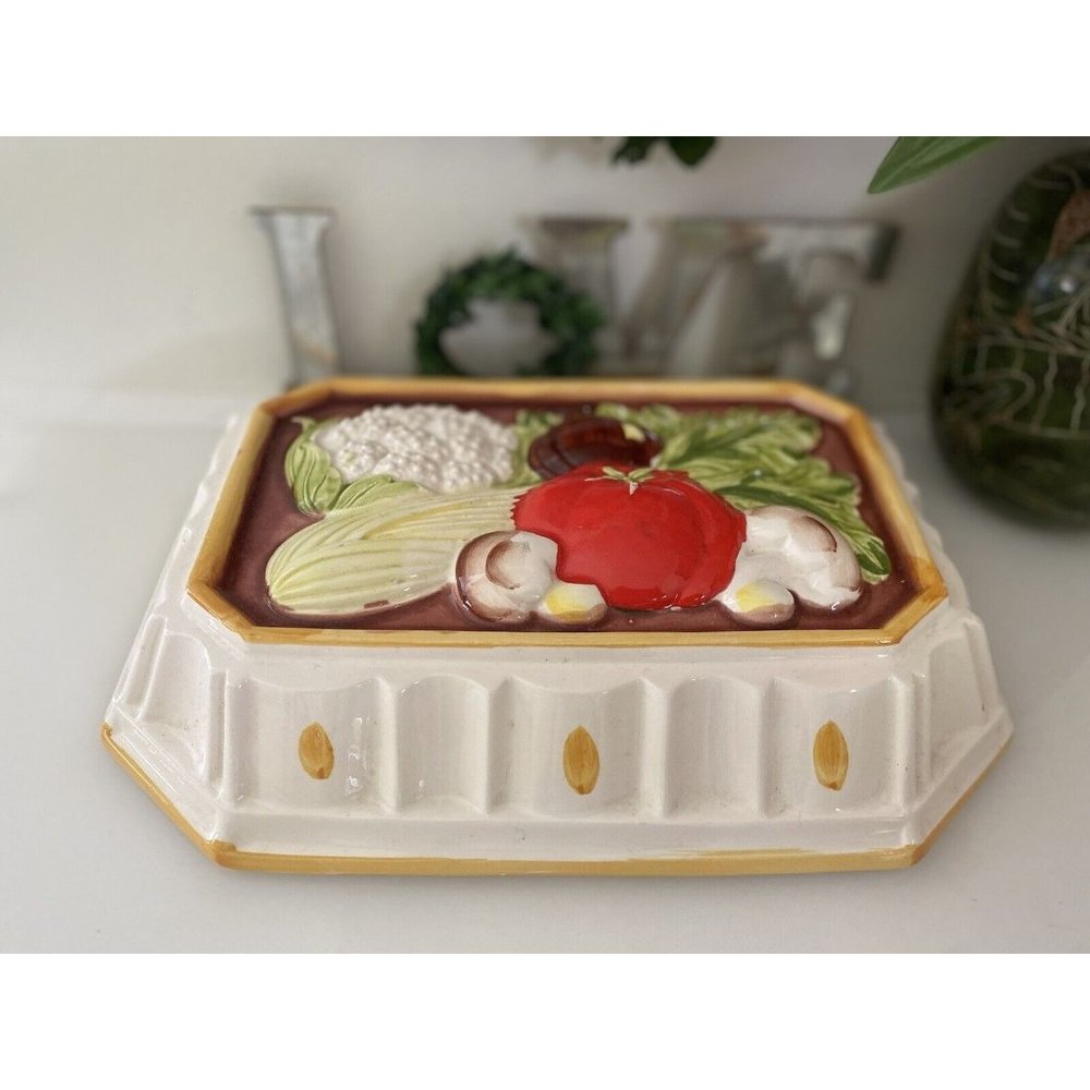 Vintage Mold Ceramic Decorative Wall Artwork Rectangle‎ Vegetables Tomato Celery